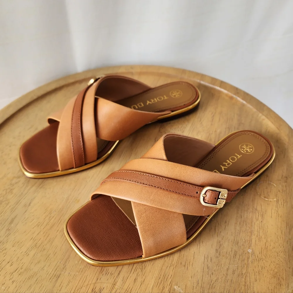 Tory Burch Delaney Ambra Sandals with Canvas Bag